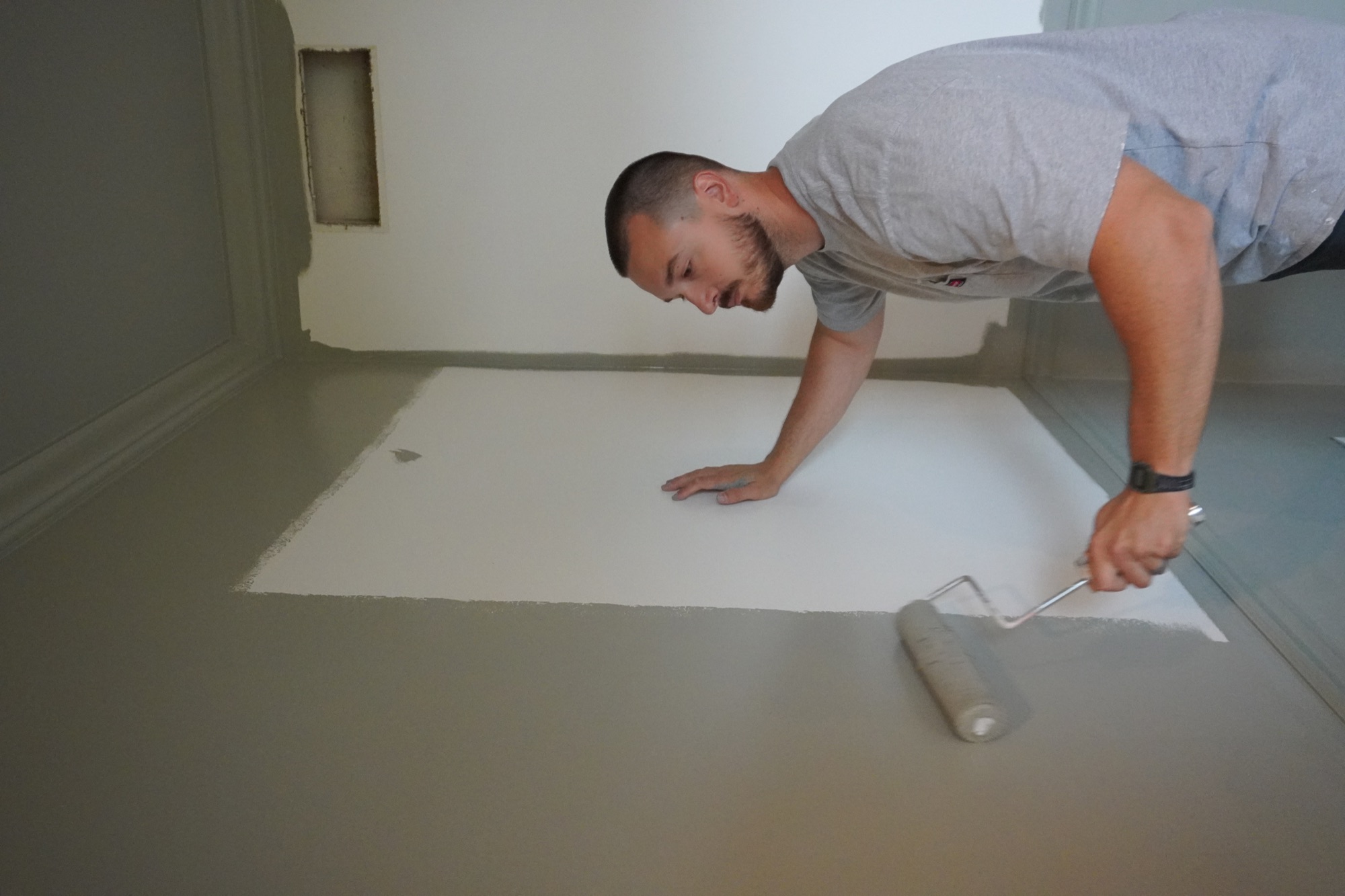 Floor finish in progress